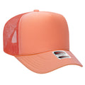 Otto Cap 5 Panel High Crown Mesh Back Trucker Hat - Coral