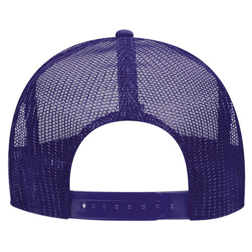 Otto Cap 5 Panel High Crown Mesh Back Trucker Hat - Purple & White