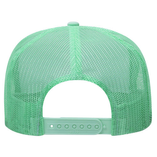 Otto Cap 5 Panel High Crown Mesh Back Trucker Hat - Seafoam Green & White