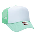 Otto Cap 5 Panel High Crown Mesh Back Trucker Hat - Seafoam Green & White