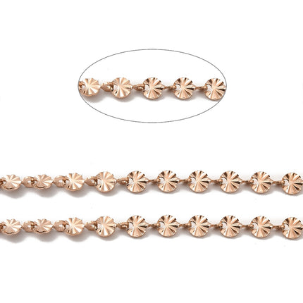 Rose Gold Sunburst Link Chain By the Foot - Ion Plated Stainless Steel