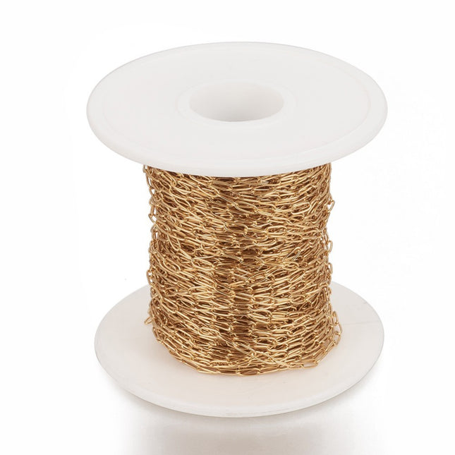 Gold Paperclip Link Chain 4.8mm By the Foot - Ion Plated Stainless Steel