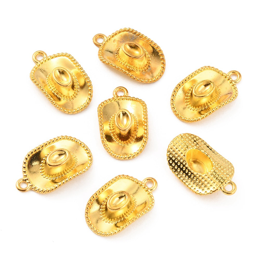 Gold Alloy Cowboy Hat Charm