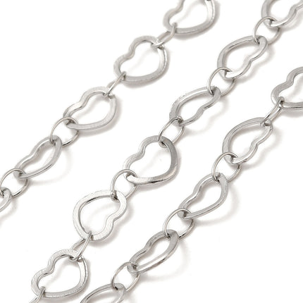 Silver Heart Link Chain By the Foot - Stainless Steel