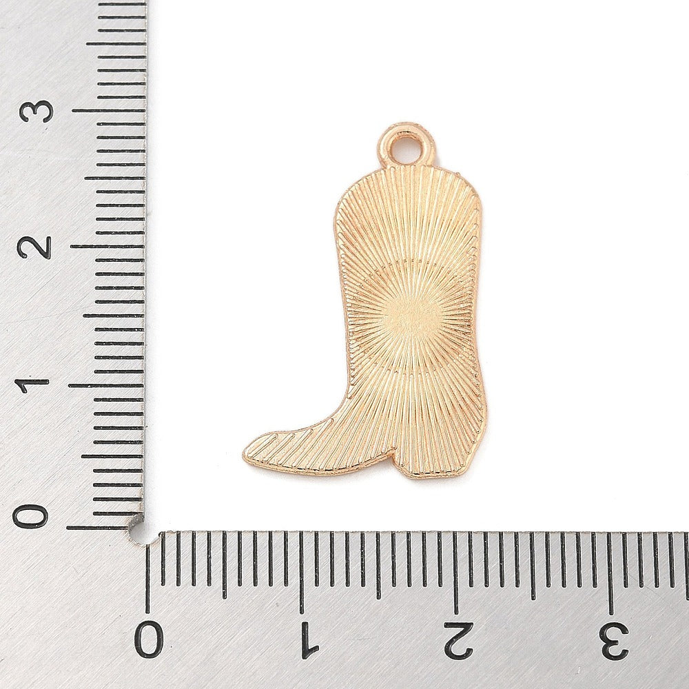 Gold Alloy Fire Cowboy Boot Charm