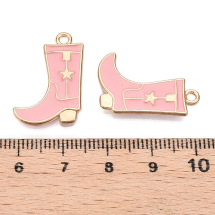 Cowboy Boot Star Gold Pink Charm