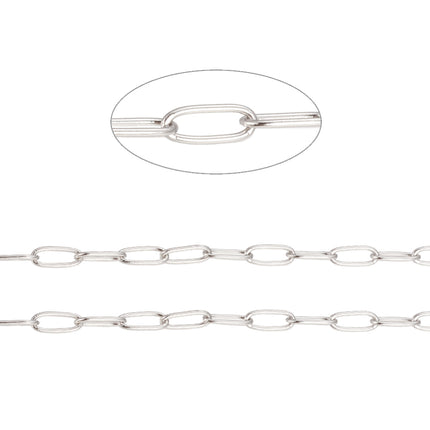Silver Paperclip Link Chain 4.8mm By the Foot - Stainless Steel