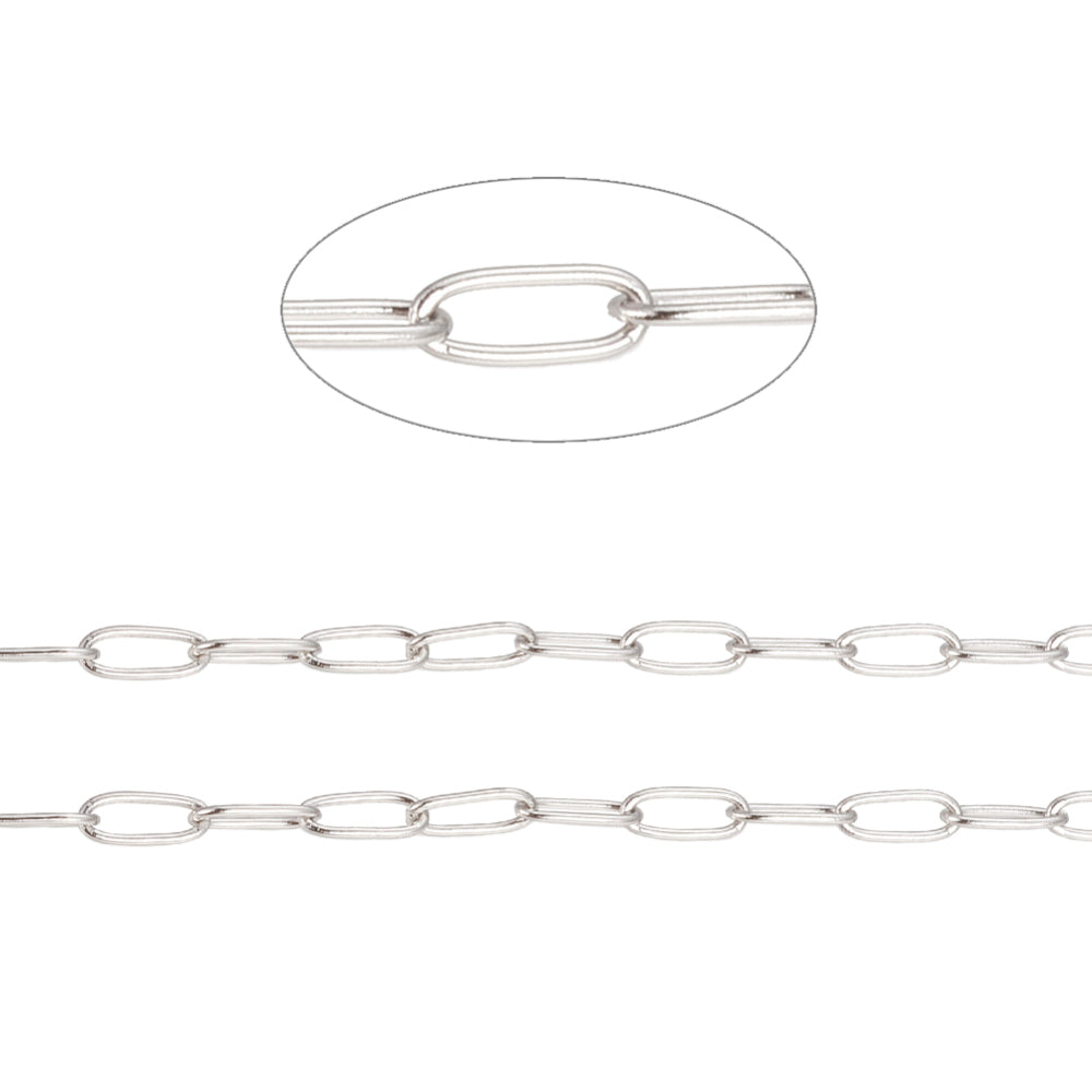 Silver Paperclip Link Chain 4.8mm By the Foot - Stainless Steel