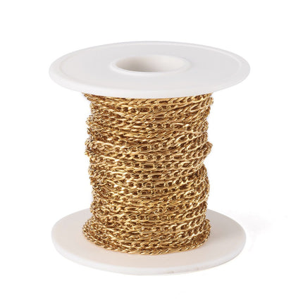 Gold Figaro Chain By the Foot - Ion Plated Stainless Steel