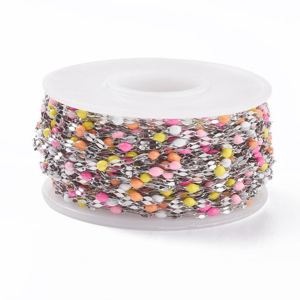 Candy Shop Enamel Dapped Silver Chain By the Foot - Stainless Steel