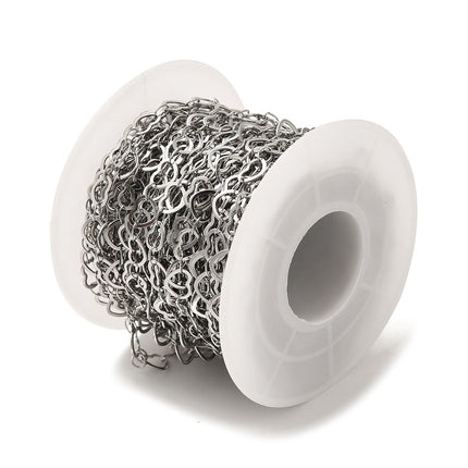 Silver Heart Link Chain By the Foot - Stainless Steel