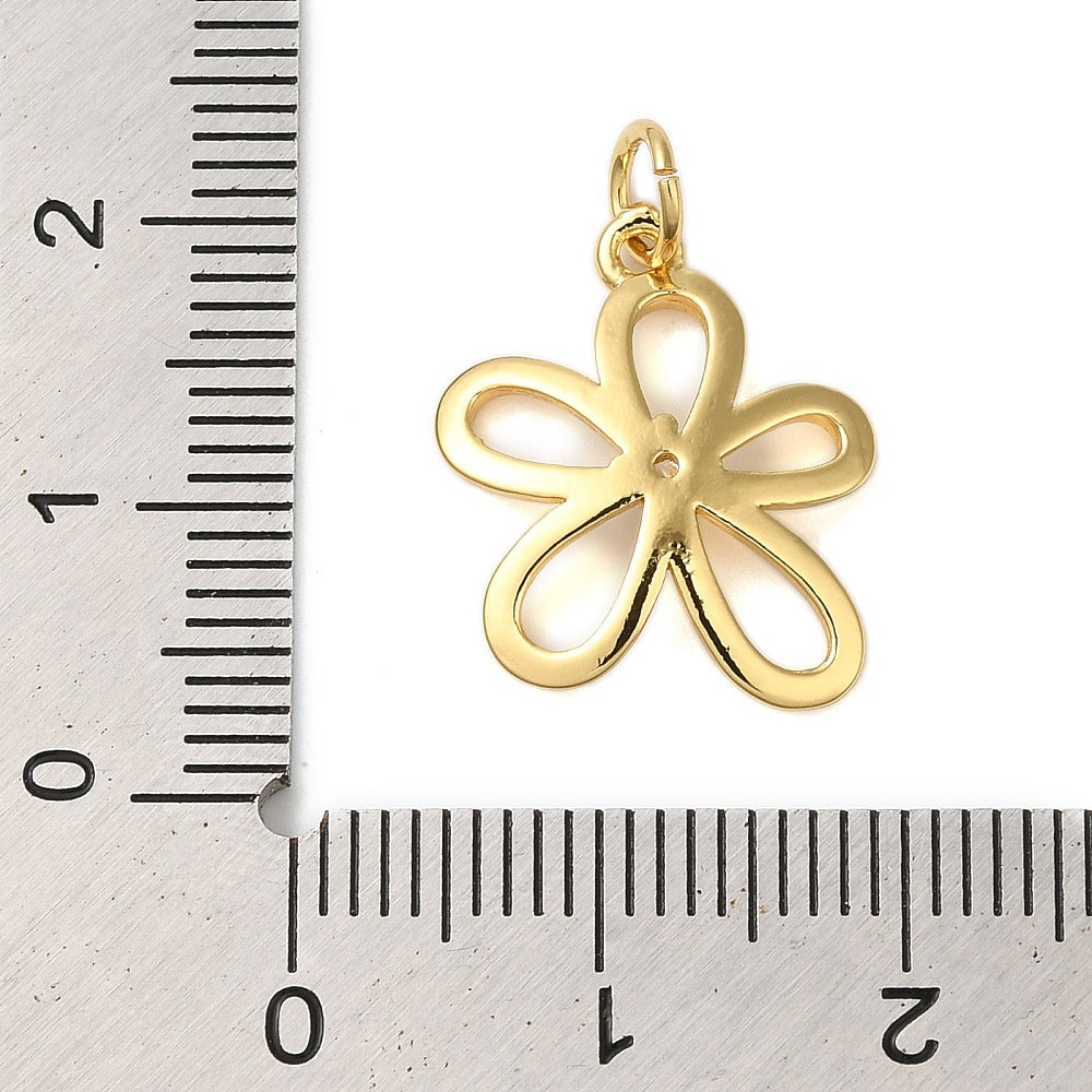 18k Gold Plated Brass Flower Charm