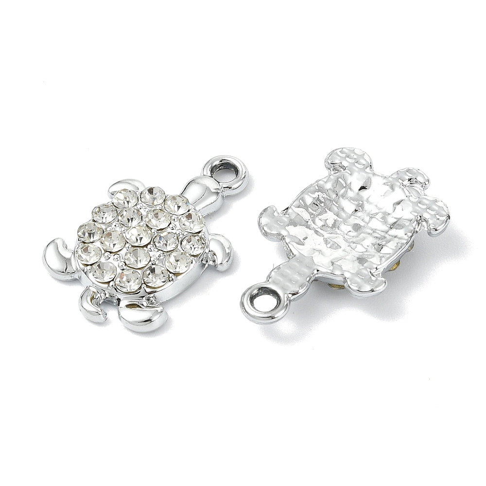 Silver Alloy Rhinestone Turtle Charm