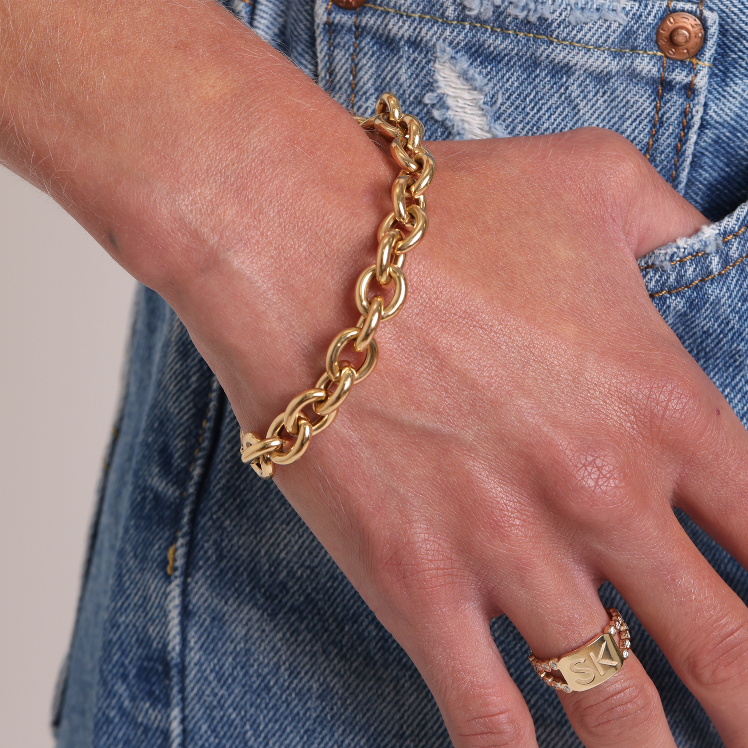 Rolo Gold Chain Bracelet