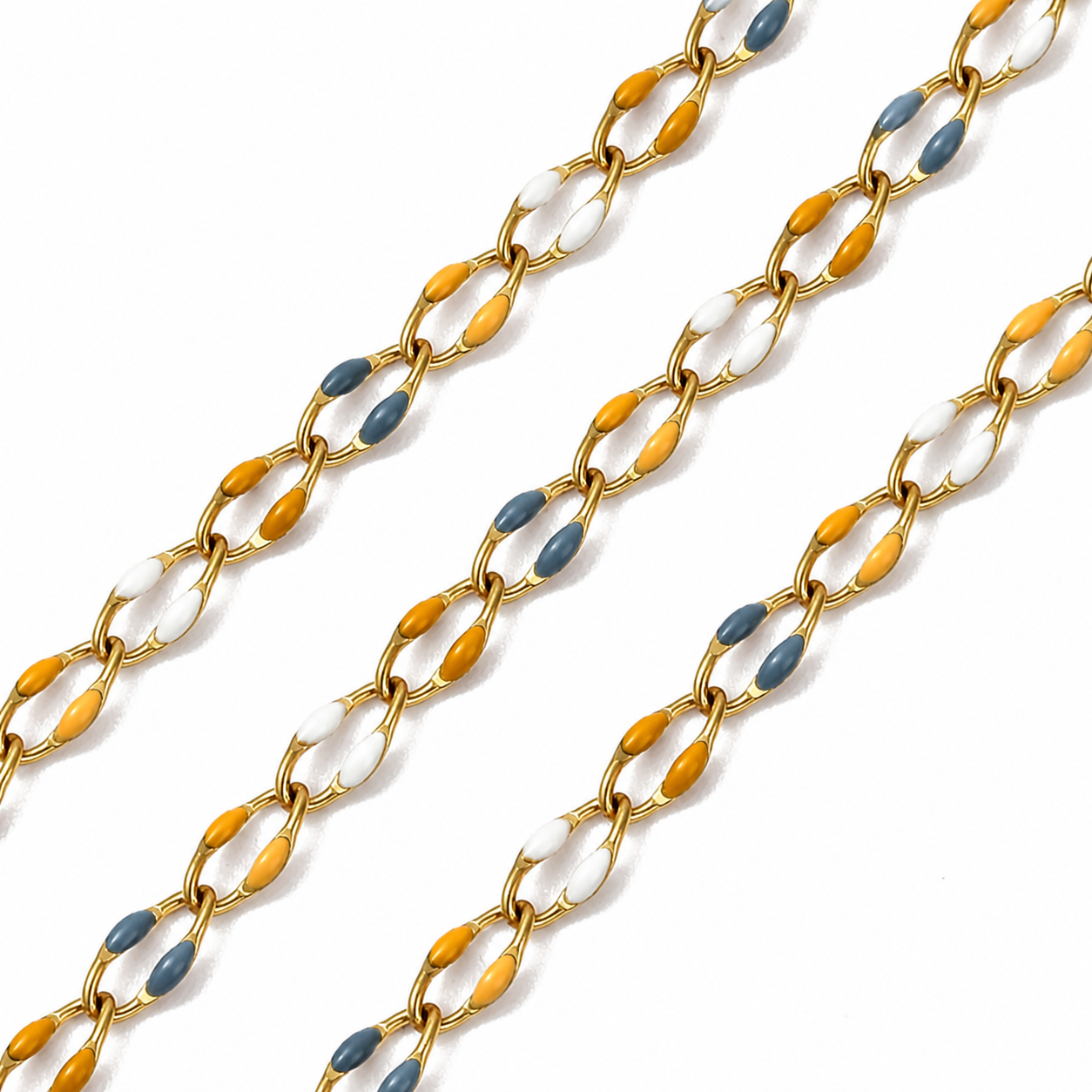 Autumn Skies Enamel Gold Link Chain By the Foot - Ion Plated Stainless Steel & Enamel