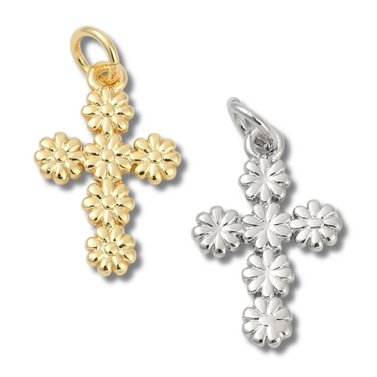 Cross Daisy Charm