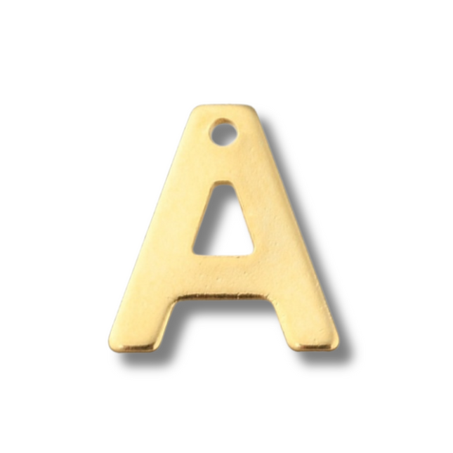 Stainless Steel Gold Initial Letter Charm