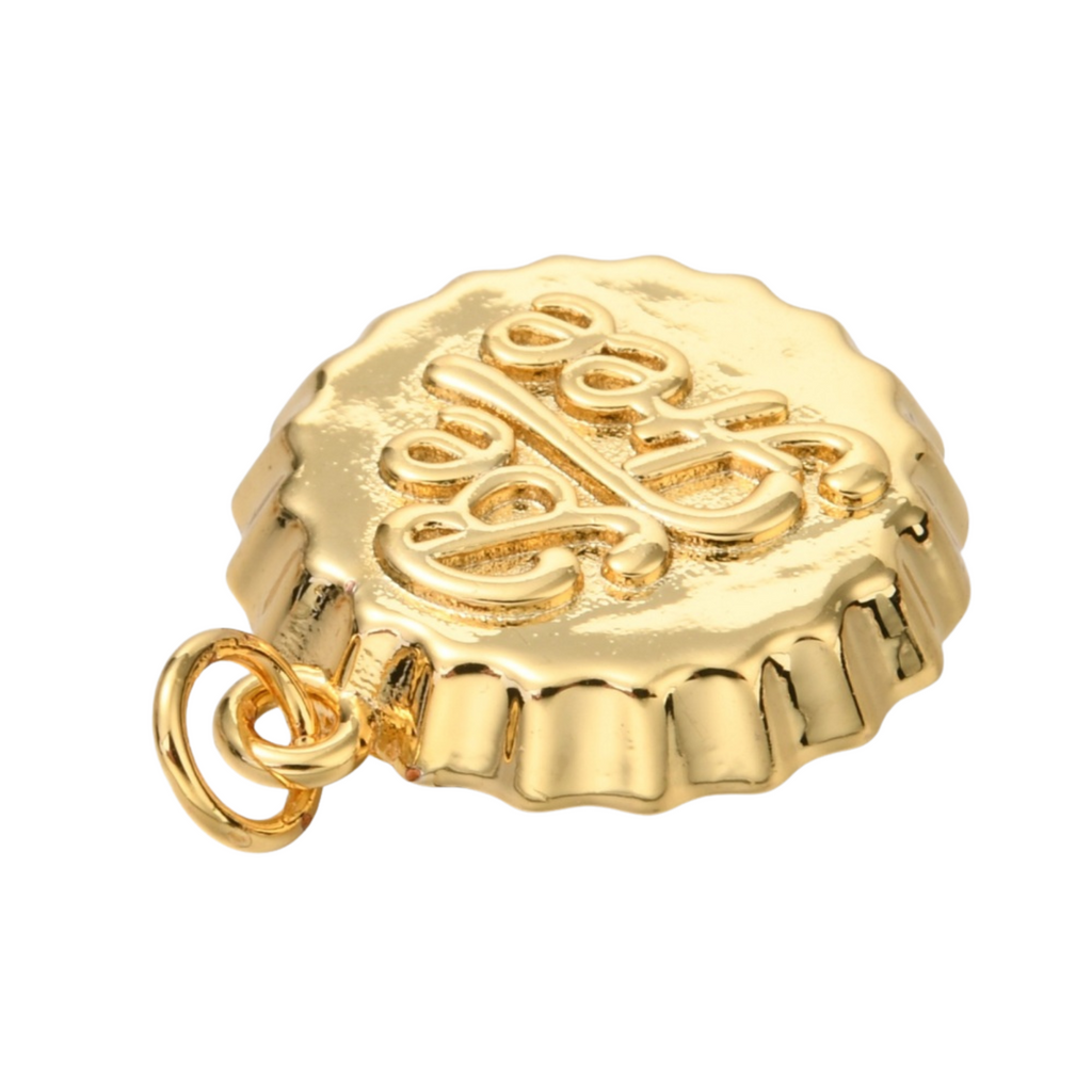 18k Gold Plated Brass Be Free Bottle Cap Charm