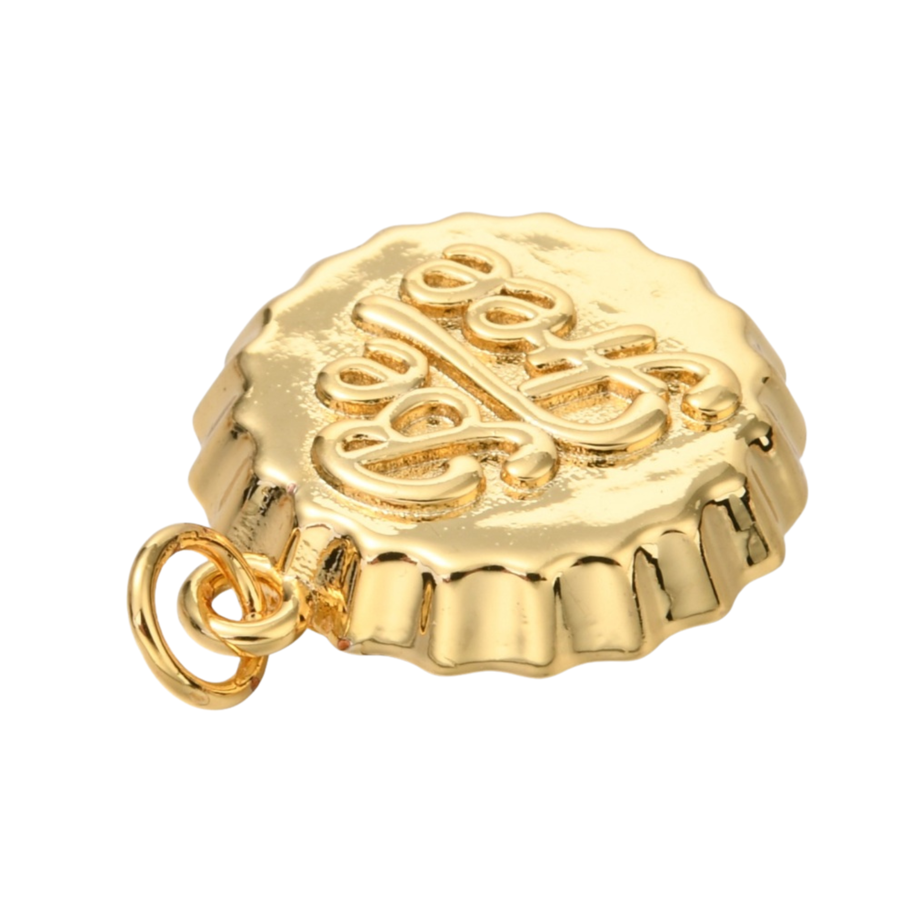 18k Gold Plated Brass Be Free Bottle Cap Charm