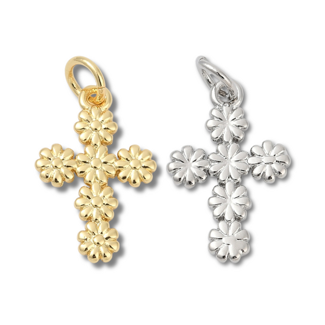 Cross Daisy Charm