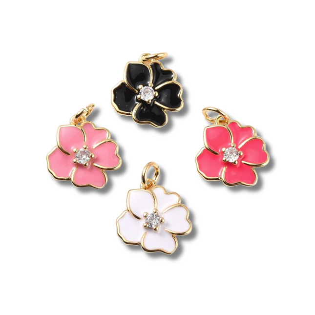 Flower Colored Gold Charm - Assorted