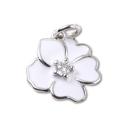 Flower Colored Silver Charm - Assorted