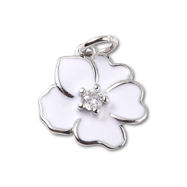 Flower Colored Silver Charm - Assorted