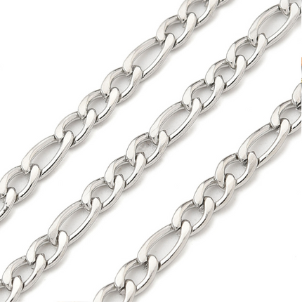 Silver Figaro Chain By the Foot - Stainless Steel
