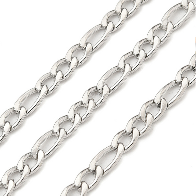 Silver Figaro Chain By the Foot - Stainless Steel
