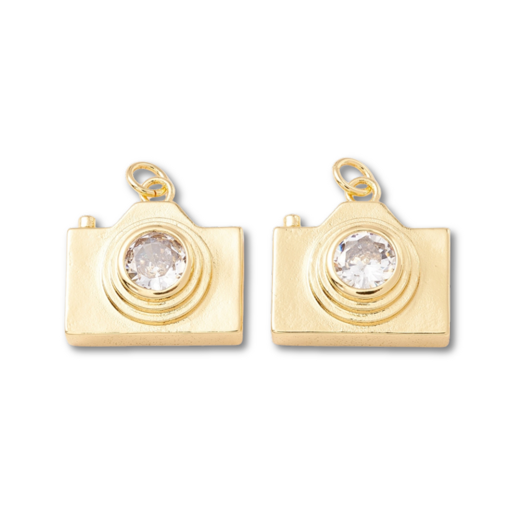 18k Gold Plated Brass Camera Charm