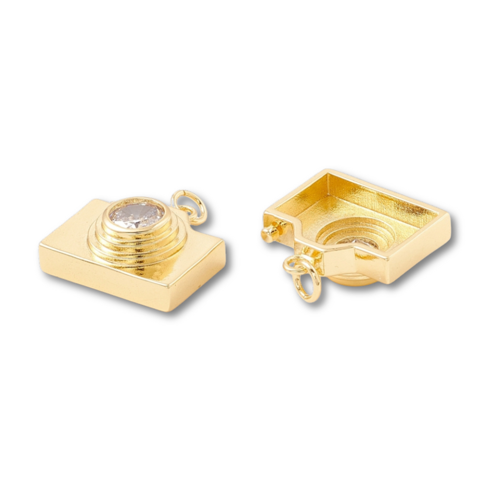 18k Gold Plated Brass Camera Charm