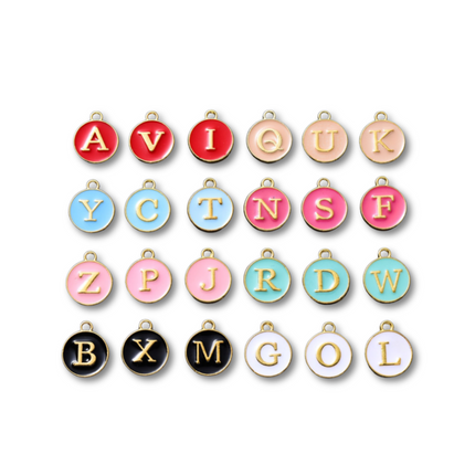 Gold Round Initial Letter Charm Set
