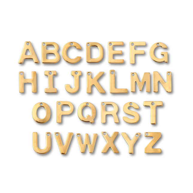 Stainless Steel Gold Initial Letter Charm Set