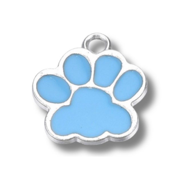 Paw Print Colored Silver Charm