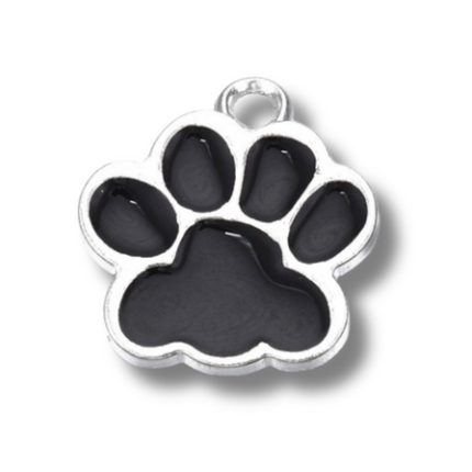 Paw Print Colored Silver Charm