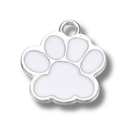 Paw Print Colored Silver Charm