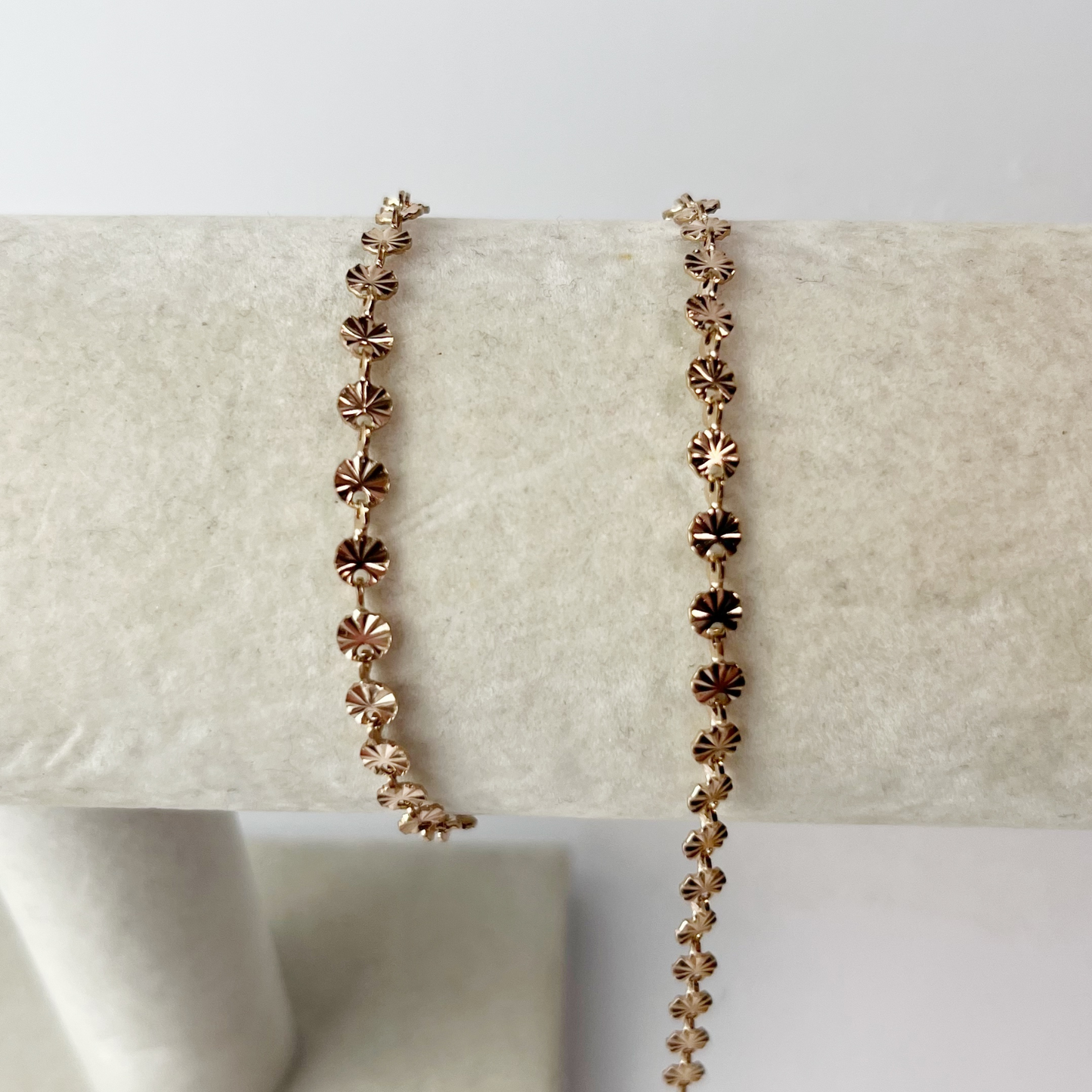 Flower Link Rose Gold Chain By the Foot