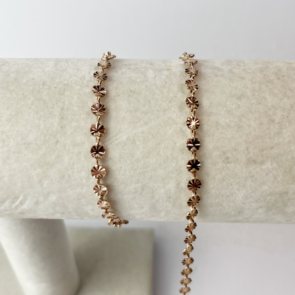 Flower Link Rose Gold Chain By the Foot