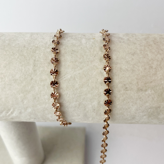 Flower Link Rose Gold Chain By the Foot