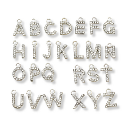 Initial Silver Rhinestone Charm
