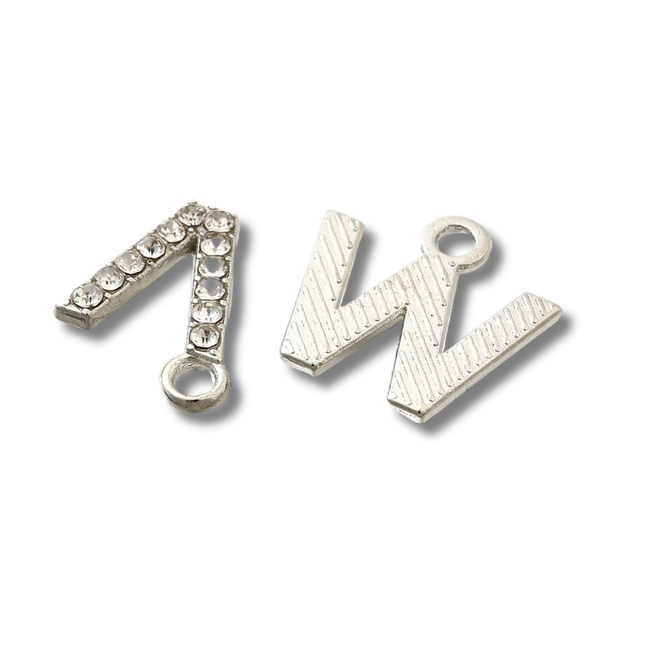 Initial Silver Rhinestone Charm