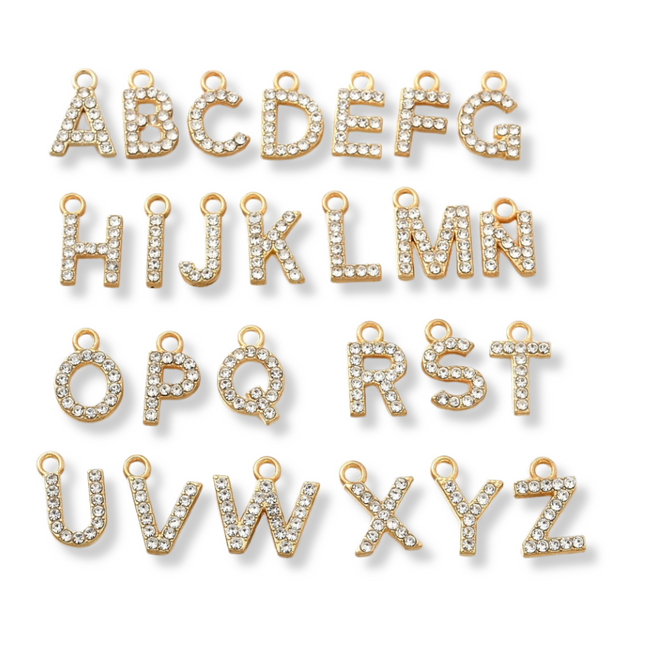 Initial Gold Rhinestone Charm