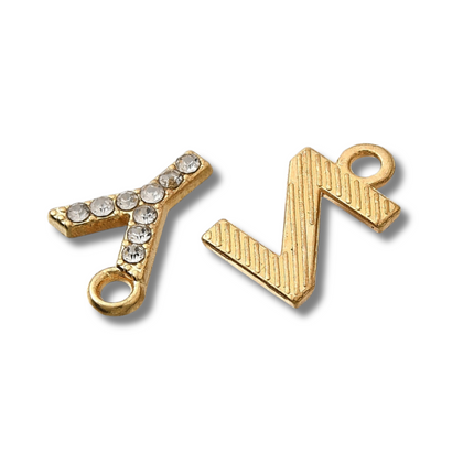 Initial Gold Rhinestone Charm