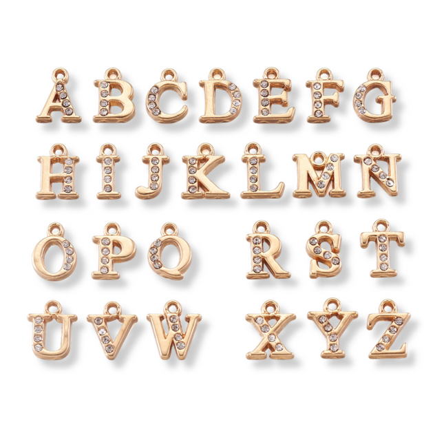 Initial Gold Rhinestone Charm