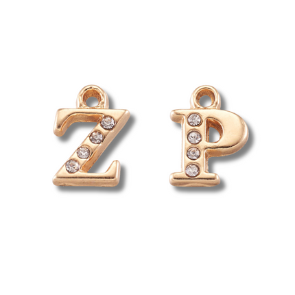 Initial Gold Rhinestone Charm