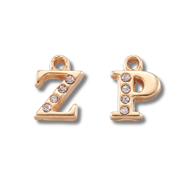 Initial Gold Rhinestone Charm