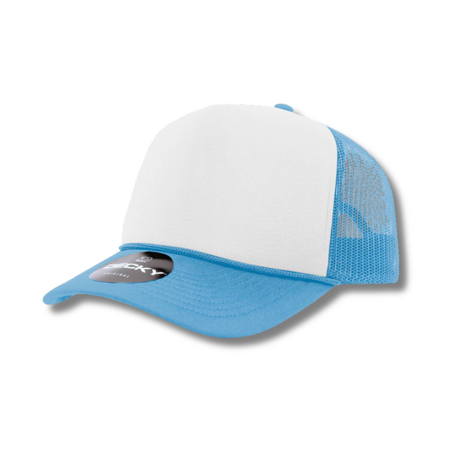 Decky 5 Panel Foam Trucker Hat - Sky Blue & White