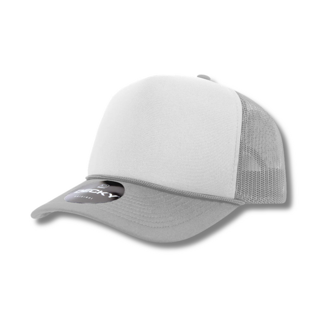 Decky 5 Panel Foam Trucker Hat - Gray & White