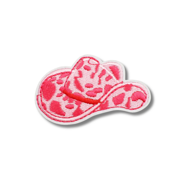 Pink Cowboy Hat Embroidered Iron On Patch