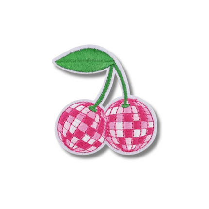 Disco Cherry Embroidered Iron On Patch